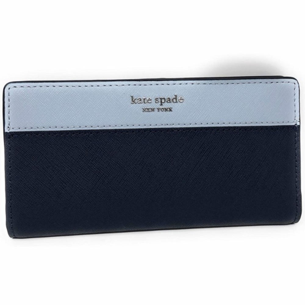 Kate Spade Slim Bifold Wallet ~ Light Blue & Navy
